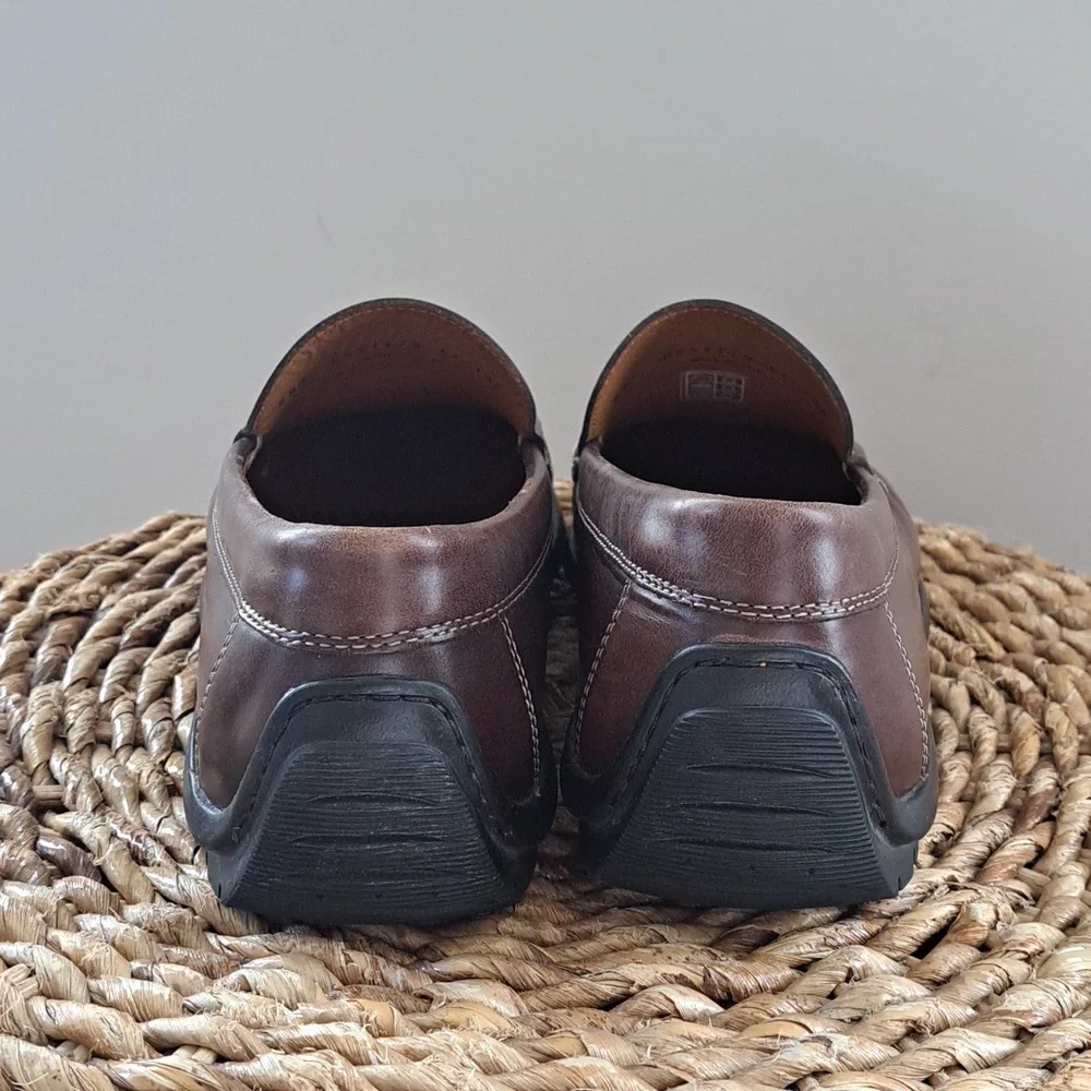 Ecco‎ Mens Brown Leather Driving Moccasin Loafers Padded Footbed EU44/US10-10.5